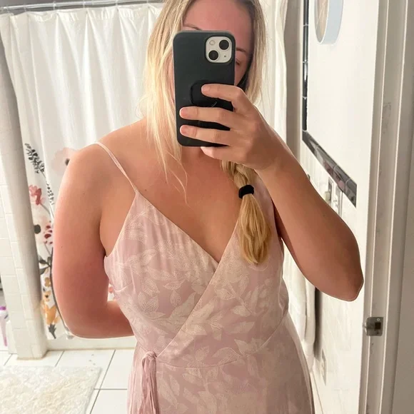 Madewell floral light pink dress wrap dress - Picture 2 of 2